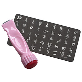 baratos Carimbos para Unhas-impressão unha 1set conjunto placa de selo