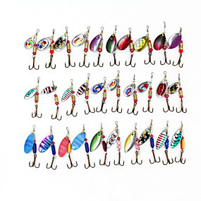 baratos Acessórios de Pesca-30 pcs Iscas Isco Duro Iscas Buzzbait &amp; Spinnerbait Conjuntos de Isco Iscos Rotativos Afundando Afunda Rapidamente Bass Truta Pique Pesca de Mar Isco de Arremesso Rotação Metal / Pesca de Água Doce