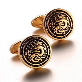 baratos Abotoaduras-Homens Botões de Punho Trabalho Casual Broche Jóias Dourado Para Negócio / Cerimônia / Casamento