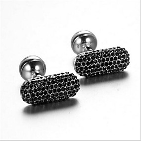 baratos Abotoaduras-Homens Botões de Punho Trabalho Casual Broche Jóias Preto Para