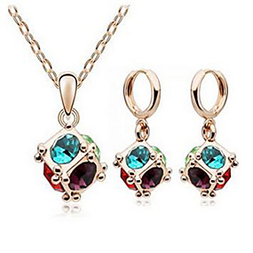 baratos Bijuterias Natalinas-Mulheres Cristal Colares com Pendentes Colar / Brincos Fashion Cristal Brincos Jóias Azul Para Festa Diário Casual Trabalho
