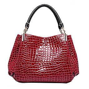 baratos Bolsas-Mulheres Couro Envernizado Tote Crocodilo Preto / Azul Escuro / Vermelho Escuro / Outono &amp; inverno