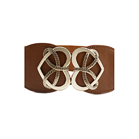 baratos Cintos de Moda-Mulheres Festa / Trabalho / Activo Fino - Metálico Brilhante Sólido / Poliuretano / Básico