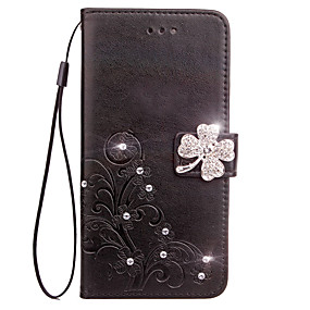 baratos LG G6-Capinha Para LG G3 / LG / LG G4 LG G6 Carteira / Porta-Cartão / Com Strass Capa Proteção Completa Flor Rígida PU Leather