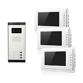 baratos Sistemas de Câmeras para Portas-apartamento 1-3 vídeo porteiro telefone campainha câmera 7 polegada monitor lcd para três família câmera 700tvline cmos 3.6mm lente hands-free