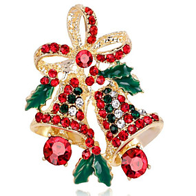 baratos Bijuterias Natalinas-Mulheres Diamante sintético Broches Flor senhoras Broche Jóias Dourado Prata Para Natal