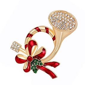 baratos Bijuterias Natalinas-Mulheres Diamante sintético Broches Guloseima Broche Jóias Dourado Para Natal Diário