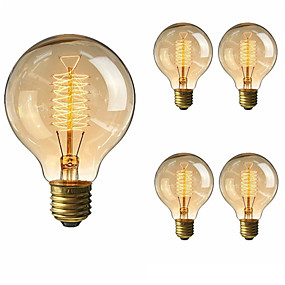 baratos Lâmpadas Incandescentes-5pçs 40 W E26 / E27 G80 Branco Quente 2200-2700 k Retro / Regulável / Decorativa Incandescente Vintage Edison Light Bulb 220-240 V