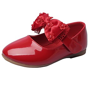 baratos Sapatos de Criança-Para Meninas Conforto / Sapatos para Daminhas de Honra Courino Rasos Little Kids (4-7 anos) Laço / Velcro Preto / Bege / Vermelho Primavera / Outono / Casamento / Casamento