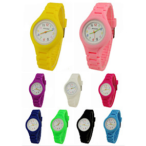 baratos Relógios Para Meninas-Relógio de Pulso Quartzo Silicone Preta / Branco / Azul Relógio Casual Analógico senhoras Amuleto Casual - Verde Rosa claro Azul Claro