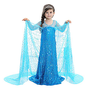 baratos Fantasias &amp; Cosplay-Princesa Conto de Fadas Elsa Vestidos Vestido da menina de flor Crianças Para Meninas Slip Linha-A Vestidos Aniversário Natal Dia Das Bruxas Baile de Máscaras Festival / Celebração Elastano Rosa