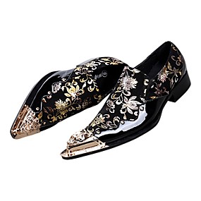 baratos Sapatos Masculinos-Sapatos formais Sapatas de novidade Primavera / Outono Vintage Casamento Festas &amp; Noite Oxfords Couro Confeccionada à Mão Preto e Dourado / EU40