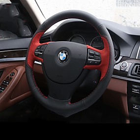 billige Rattet dækker-Ratovertræk til din bil ægte læder Rød / Blå Til BMW X3 / X5 / 3-serien Alle år