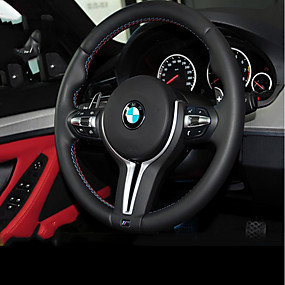 billige Rattet dækker-Ratovertræk til din bil ægte læder Sort Til BMW X3 / X5 / 3-serien Alle år