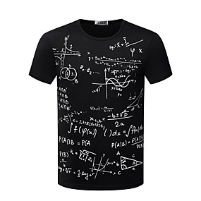 baratos $3.99-Homens Camiseta Activo Estampado, Letra Algodão Decote Redondo Branco / Manga Curta / Verão