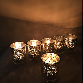 baratos Home Fragrances-Estilo Europeu / Moderno / Contemporâneo Vidro Suporte de Vela 6pcs, Candle / Candle Holder