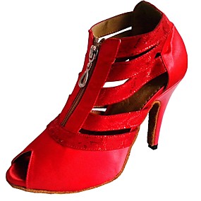 baratos Sapatos de Dança-Mulheres Sapatos de Dança Cetim Sapatos de Dança Latina / Sapatos de Salsa Salto Salto Personalizado Personalizável Branco / Preto / Vermelho / Interior / EU36