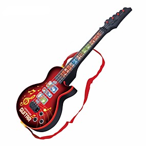 baratos Brinquedos Clássicos-Guitarra Eléctrica Guitarra Luzes Música Plástico ABS Para Meninos Para Meninas Crianças 1 pcs Presentes da graduação Brinquedos Dom