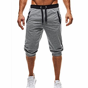 baratos $3.99-Homens Básico Moda de Rua Diário Esportes Feriado Chinos Shorts Calças - Estampa Colorida Preto e cinza, Patchwork Com Cordão Verão Outono Preto Cinza Claro Cinzento Escuro M / L / XL / Praia