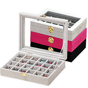 baratos Armazenamento &amp; Organização-Caixa de jóias 24 peças de madeira grande armazenamento das mulheres