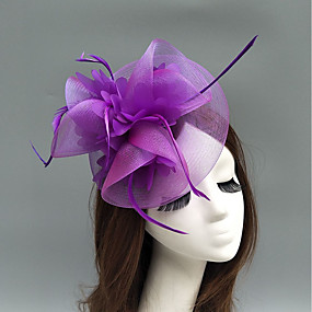 baratos Acessórios de Mulher-Pena / Rede Fascinadores / Chapéus / Decoração de Cabelo com Penas / Floral / Flor 1pç Casamento / Ocasião Especial Capacete