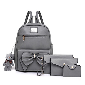 baratos Bolsas-Mulheres Laço(s) / Ziper PU Conjuntos de saco Conjuntos de sacolas Côr Sólida Conjunto de bolsa de 4 pcs Preto / Marron / Azul / Outono &amp; inverno