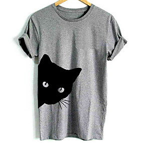 baratos $3.99-Homens Camiseta Básico Animal Decote Redondo Branco / Manga Curta