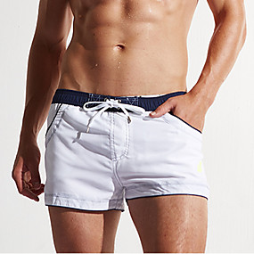 baratos Esportes Aquáticos-Homens Shorts de Natação Calção Justo de Natação Elastano Bermuda de Surf Respirável Design Anatômico Com Cordão - Natação Mergulho Surfe Retalhos Verão / Com Stretch / Praia