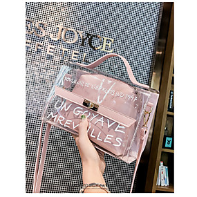 baratos Bolsas-Mulheres Estampa PVC Bolsas de Alça Preto / Marron / Rosa