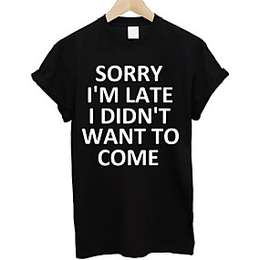 baratos $3.99-Homens Gráfico Letra Camiseta Básico Diário Decote Redondo Branco / Preto / Manga Curta