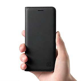 baratos Oneplus-Capinha Para OnePlus OnePlus 6 / One Plus 5 / OnePlus 5T Porta-Cartão / Flip Capa Proteção Completa Sólido Rígida couro legítimo