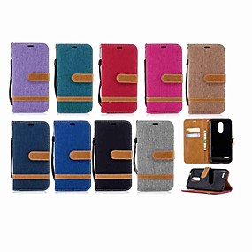baratos K10 2018 / K11 / K30-Capinha Para LG LG K10 2018 / LG K10 (2017) / LG K10 Carteira / Porta-Cartão / Com Suporte Capa Proteção Completa Sólido Rígida Têxtil / LG G6