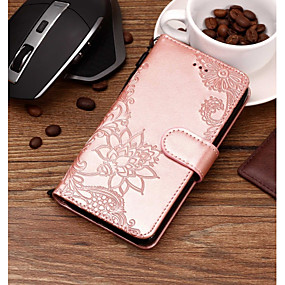 baratos K10 2018 / K11 / K30-Capinha Para LG LG V35 / LG V30 / LG Q7 Porta-Cartão / Com Relevo / Estampada Capa Proteção Completa Flor Rígida PU Leather