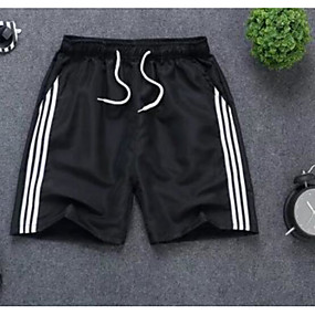 baratos $3.99-Homens Básico Tamanhos Grandes Para Noite Shorts Calças - Estampa Colorida Com Cordão Branco Preto Laranja S / M / L