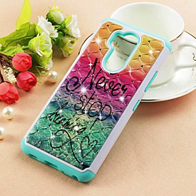 baratos LG Q7 / Q7+-Capinha Para LG LG Q Stylus / LG Stylo 4 / LG Q7 Com Strass / Estampada Capa traseira Cenário Rígida PU Leather