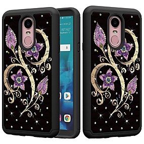 baratos Stylo 4 / Q Stylus-Capinha Para LG LG Stylo 4 / LG K10 2018 / LG K10 (2017) Antichoque / Com Strass / Estampada Capa traseira Strass / Flor Rígida PC / LG G6