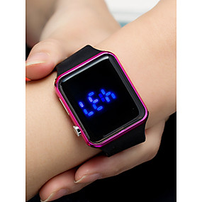 baratos Relógios Digitais Senhora-Mulheres Relogio digital Relógio Quadrado Digital Silicone Preta 30 m Impermeável Criativo LCD Digital Fashion Relógio simples - Preto Dourado Ouro Rose