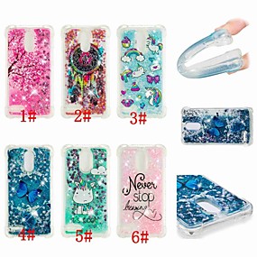baratos Stylo 4 / Q Stylus-Capinha Para LG LG Q Stylus / LG V40 / LG V30 Antichoque / Liquido Flutuante / Transparente Capa traseira Unicórnio / Apanhador de Sonhos / Glitter Brilhante Macia TPU