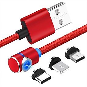 baratos Redmi Note 6 Pro-micro USB / Iluminação / Tipo-C Cabo 1m-1.99m / 3ft-6ft 1 a 3 Plásticos / Alumínio Adaptador de cabo USB Para Samsung / Huawei / Xiaomi