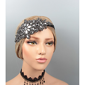 baratos Acessórios de Mulher-Penas Headbands / Decoração de Cabelo / Peça para Cabeça com Pedrarias / Cristais / Miçangas 1 Pça. Casamento / Festa / Noite Capacete