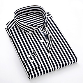 baratos Até 90% OFF-Homens Listrado Camisa Social Diário Colarinho Clássico Branco / Preto / Azul / Vermelho / Azul Marinha / Azul Claro / Manga Longa