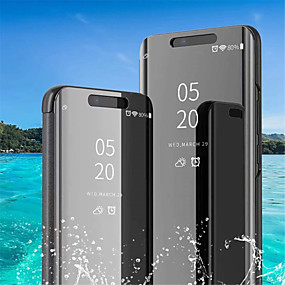 baratos Huawei P30-Capinha Para Huawei Huawei P20 / Huawei P20 Pro / Huawei P20 lite Com Suporte / Galvanizado / Espelho Capa Proteção Completa Sólido Rígida PU Leather / P10 Plus / P10 Lite / P10