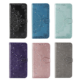 baratos Xperia 10 / XA3-Capinha Para Sony Sony Xperia XZ3 / Xperia XA3 Carteira / Porta-Cartão / Com Strass Capa Proteção Completa Mandala Rígida PU Leather