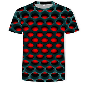 baratos Até 90% OFF-Homens Gráfico 3D impressão Camiseta Moda de Rua Exagerado Diário Casual Decote Redondo Roxo / Vermelho / Azul Real / Verde Claro / Verão / Manga Curta