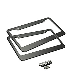 baratos Decoração da grade dianteira do carro-os quadros pretos da matrícula, 2 matrícula de aço inoxidável do carro dos PCes cobrem o projeto magro com os tampões da arruela dos parafusos para nós padrão