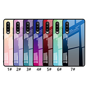 baratos Huawei P30-Capinha Para Huawei Huawei P20 / Huawei P20 Pro / Huawei P20 lite Ultra-Fina Capa traseira Cores Gradiente Rígida Vidro Temperado