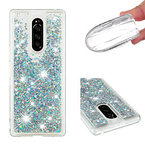 baratos Xperia XZ2 Compact-Capinha Para Sony Sony Xperia 10 / Sony Xperia 10 Plus / Xperia XZ2 Liquido Flutuante / Glitter Brilhante Capa traseira Sólido / Glitter Brilhante Macia TPU