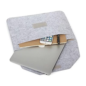 baratos Capinhas para MacBook Air 11"-Lã natural sentiu laptop case capa bag compatível 11-15 polegada macbook pro air laptop cinza preto