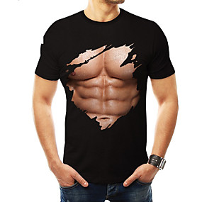 baratos Até 90% OFF-Homens Tamanhos Grandes Camiseta Estampado, 3D Decote Redondo Preto