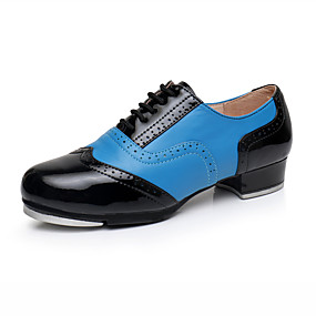 baratos Sapatos de Dança-Homens Sapatos de Dança Couro / Pele Sapatilhas de Sapateado Salto Salto Grosso Personalizável Azul / Espetáculo / Ensaio / Prática